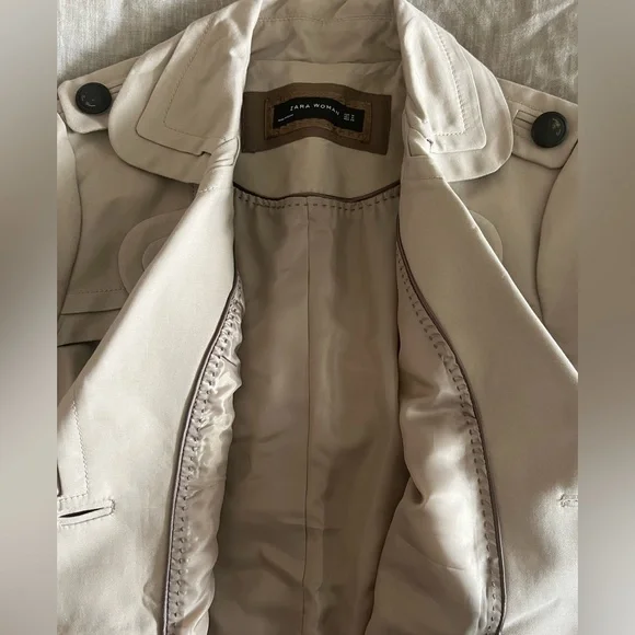 Zara Tan/Khaki Cotton Mini Trench Coat, NWT - Picture 7 of 9